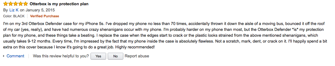 Review of a product at Amazon