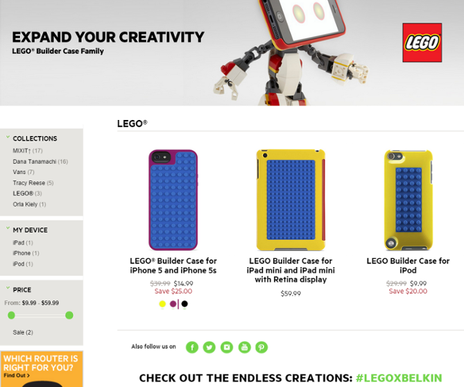 Lego and Belkin iPhone case Belkin store - showing iPhone Lego Builder Case