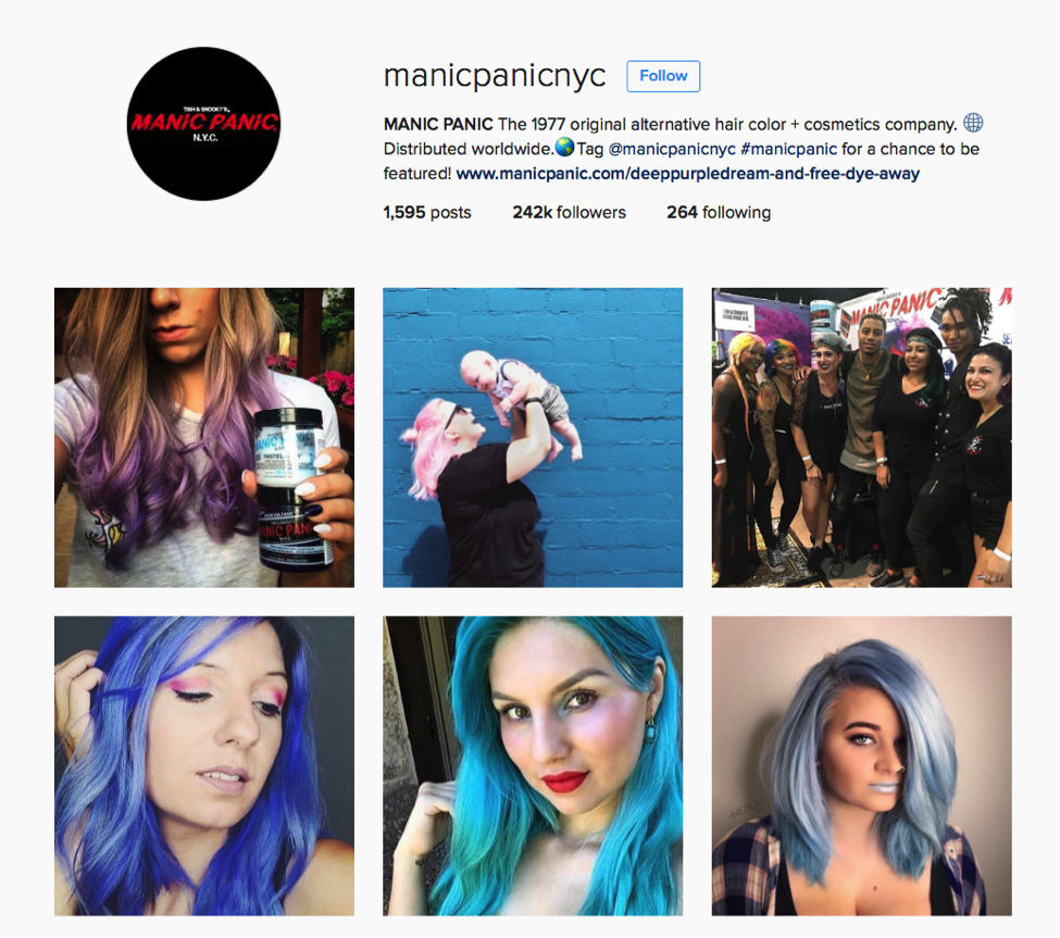 Manic Panic foster use of evergreen hashtag in its Instagram Profile