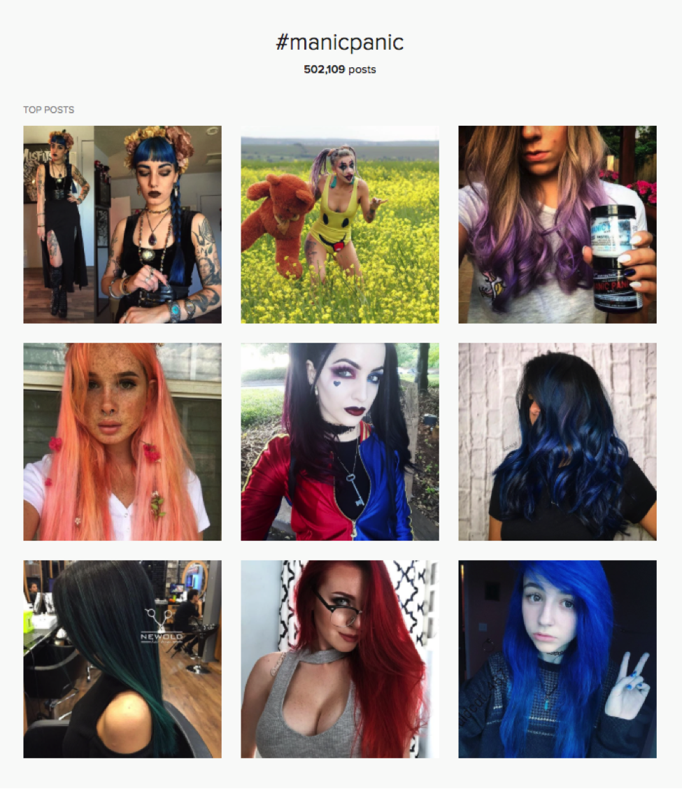 Hundreds of thousands of user submitted photos to Manic Panic hashtag