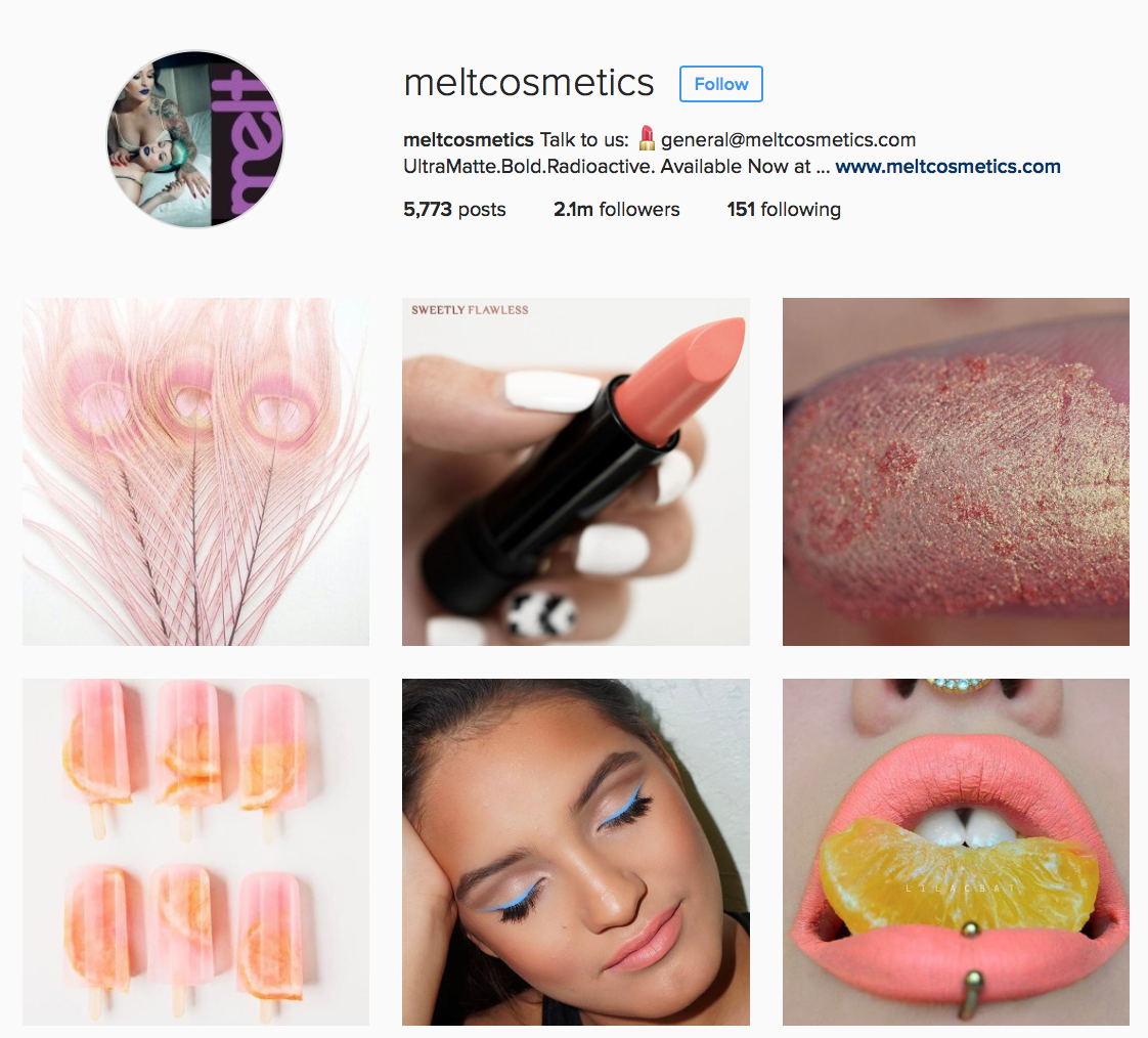 Melt cosmetics using stunning photos